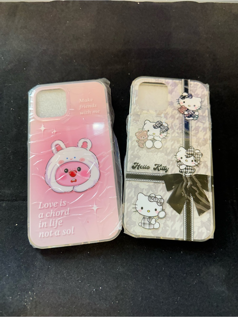 Hello Kitty Pink Gradient & White Patterned Dual Phone Case Set iPhone 12PM